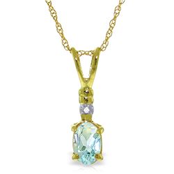 Genuine 0.46 ctw Aquamarine & Diamond Necklace Jewelry 14KT Yellow Gold - REF-22F7Z