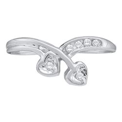 0.06 CTW Diamond Double Heart Simple Ring 10KT White Gold - REF-8W9K