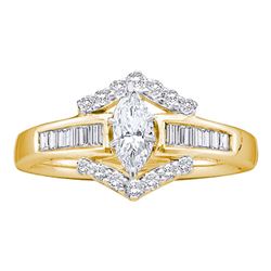 0.75 CTW Marquise Diamond Solitaire Bridal Anniversary Ring 14k Yellow Gold - REF-124X3Y