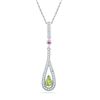 Image 1 : 0.16 CTW Pear Created Green Peridot Solitaire Teardrop Pendant 10KT White Gold - REF-14Y9X