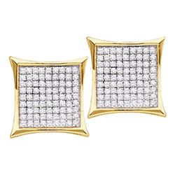 0.15 CTW Diamond Square Cluster Earrings 14KT Yellow Gold - REF-11N2F