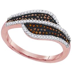 0.33 CTW Red Color Diamond Bypass Ring 10KT Rose Gold - REF-37Y5X