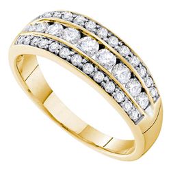 0.70 CTW Diamond Triple Row Ring 14KT Yellow Gold - REF-89W9K