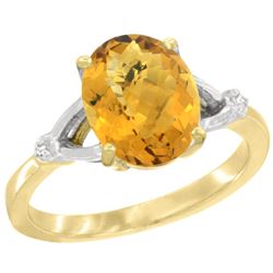 Natural 2.41 ctw Whisky-quartz & Diamond Engagement Ring 14K Yellow Gold - REF-33N3G