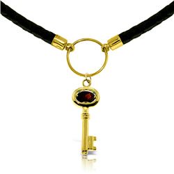 Genuine 0.50 ctw Garnet Necklace Jewelry 14KT Yellow Gold - REF-65Z8N