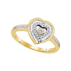0.24 CTW Diamond Heart Love Ring 10KT Yellow Gold - REF-26K9W