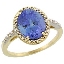 Natural 2.41 ctw Tanzanite & Diamond Engagement Ring 14K Yellow Gold - REF-81F3N
