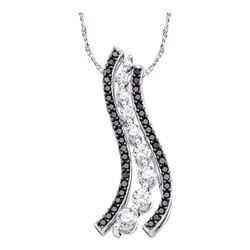 0.50 CTW Black Color Diamond Graduated Journey Pendant 10KT White Gold - REF-37F5N