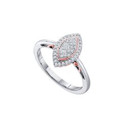 0.15 CTW Diamond Oval Cluster Ring 10KT Two-tone Gold - REF-19Y4X