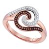 Image 1 : 0.18 CTW Red Color Diamond Curl Fashion Ring 10KT Rose Gold - REF-25F4N