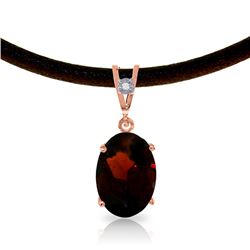 Genuine 7.56 ctw Garnet & Diamond Necklace Jewelry 14KT Rose Gold - REF-53K8V