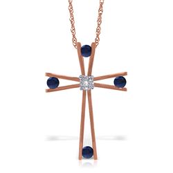 Genuine 0.53 ctw Sapphire & Diamond Necklace Jewelry 14KT Rose Gold - REF-79T4A