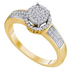 0.25 CTW Diamond Cluster Bridal Engagement Ring 10KT Yellow Gold - REF-22H4M