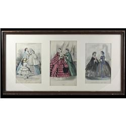 19thc Hand-colored Ladies Fashion Plates