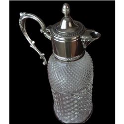 Late 19thc Diamond Pressed Glass Pitcher