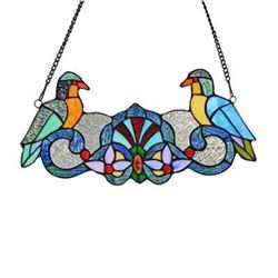 â€œPERCHâ€ Tiffany-glass Window Panel 16x21