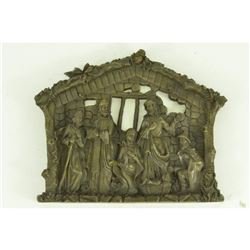 Baby Jesus, Mary & 3 Magi Nativity Scene Bronze Wall Sculpture 10" x 12.5"