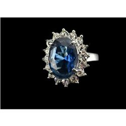 Princess Diana Style Blue Crystal Cruise Ring