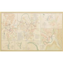 Framed Civil War Records Map, Nashville, More