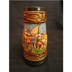 High Relief Columbus Ceramic Beer Stein