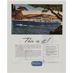 Original c1946 Defoe Luxury Yacht Advertisement