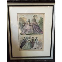 1866 Hand-colored Engraving, Paris Fashions