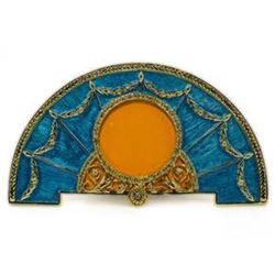 Aqua Enameled Semicircular Russian Royal Faberge-Inspired Picture Frame