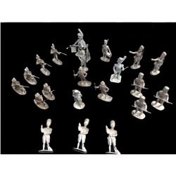 Set Of 21 Unpainted Lead Toy Soldiers