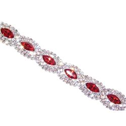 Red Ruby Marquise And Round Rhinestone Crystal Bracelet