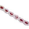 Image 1 : Red Ruby Marquise And Round Rhinestone Crystal Bracelet