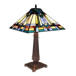 RWIN Tiffany-style 2 Light Mission Table Lamp 16" Shade