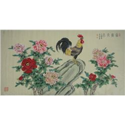 YUXIU Chinese Watercolor Rooster on Paper