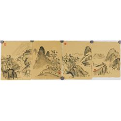 LUO PUFU Four Chinese WC Landscape Painting