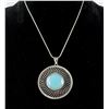 Image 1 : Round Large Stone Silver Necklace