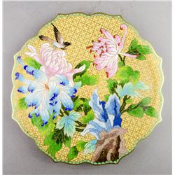 Charming Chinese Cloisonne Plate Painted Peonies