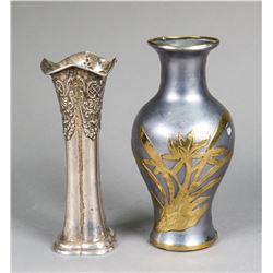 Set Two Chinese Silver and Zinc Vase