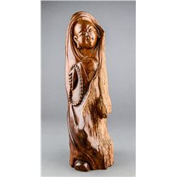 Chinese Huanghuali Wood Carved Buddha Statue