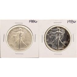 Lot of (2) 1986 $1 American Silver Eagle Coins