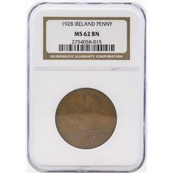 1928 Ireland Penny Coin NGC MS62 BN