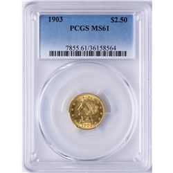 1903 $2 1/2 Liberty Head Quarter Eagle Gold Coin PCGS MS61
