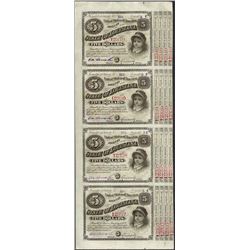 Uncut Sheet of (4) State of Louisiana Baby Bond Obsolete Notes