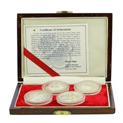 1990 China Goldfish (4) Piece Commemorative Silver Medal Set