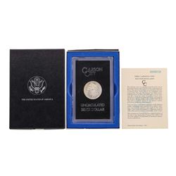 1880-CC $1 Morgan Silver Dollar Uncirculated Coin w/ Box GSA & COA