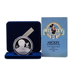 1988 Rarities Mint Walt Disney 60 Years Mickey & Walt 5oz .999 Silver Coin w/Box