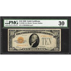 1928 $10 Gold Certificate Note Fr.2400 PMG Very Fine 30