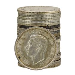 Roll of (20) Mixed 1940-1953 Canada Half Dollar Coins