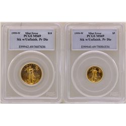 Lot of Rare 1999-W $5 & $10 American Gold Eagle Coins Mint ERROR PCGS MS69 Stk w