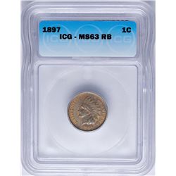 1897 Indian Head Cent Coin ICG MS63RB