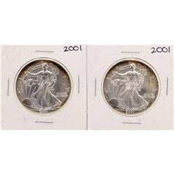 Lot of (2) 2001 $1 American Silver Eagle Coins