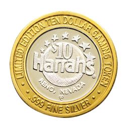 .999 Silver Harrahs Casino Reno Nevada $10 Casino Limited Edition Gaming Token